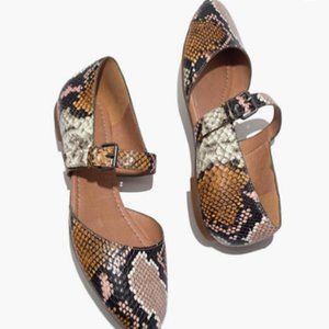 Madewell The Alina Mary-Jane Flat in Snake Leather